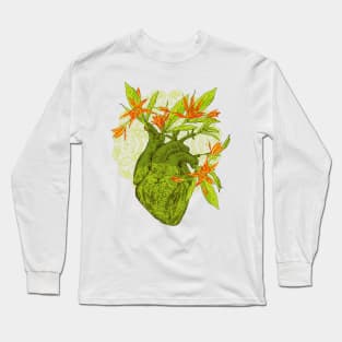 Human anatomical heart with flowers Long Sleeve T-Shirt